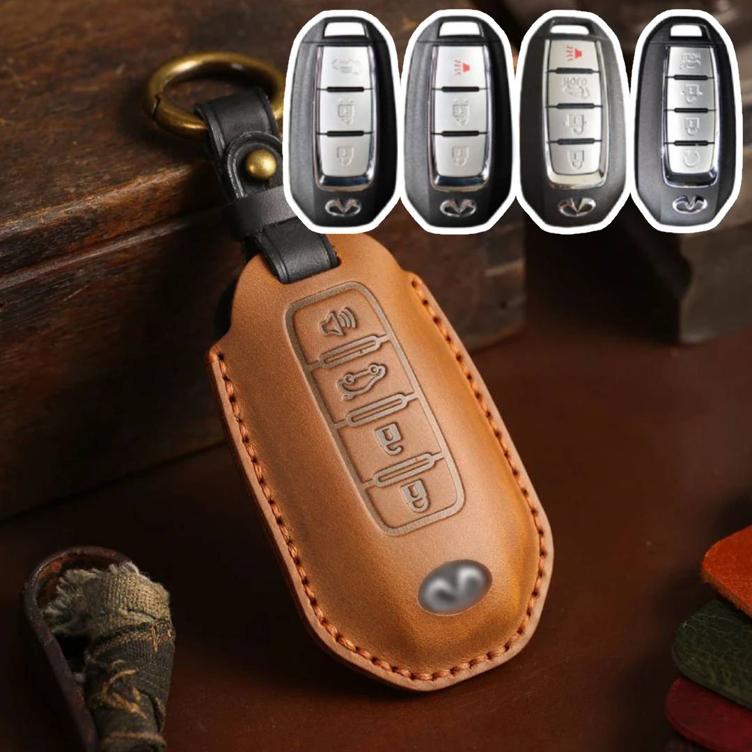 Infiniti Leather Car Key Cover 3,4 Button
