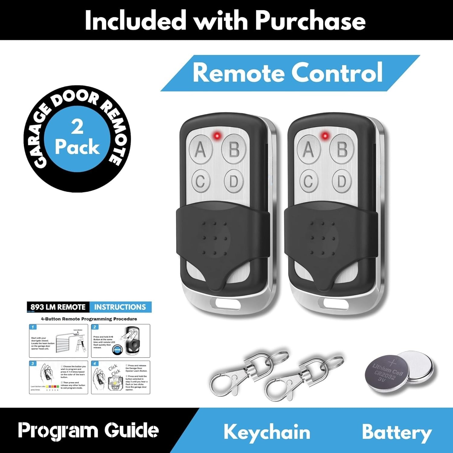Carsine 891LM 893LM 893Max Chamberlain Craftsman Liftmaster Garage Door Opener Remote Replacement, 1993 to Present Garage Clicker, Universal Garage Door Opener Remote 1 button
