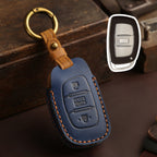 Carsine Hyundai Elantra IX25 Festa IX35 Verna Leather Car Key Cover 3 Button Blue / 3 Button-A