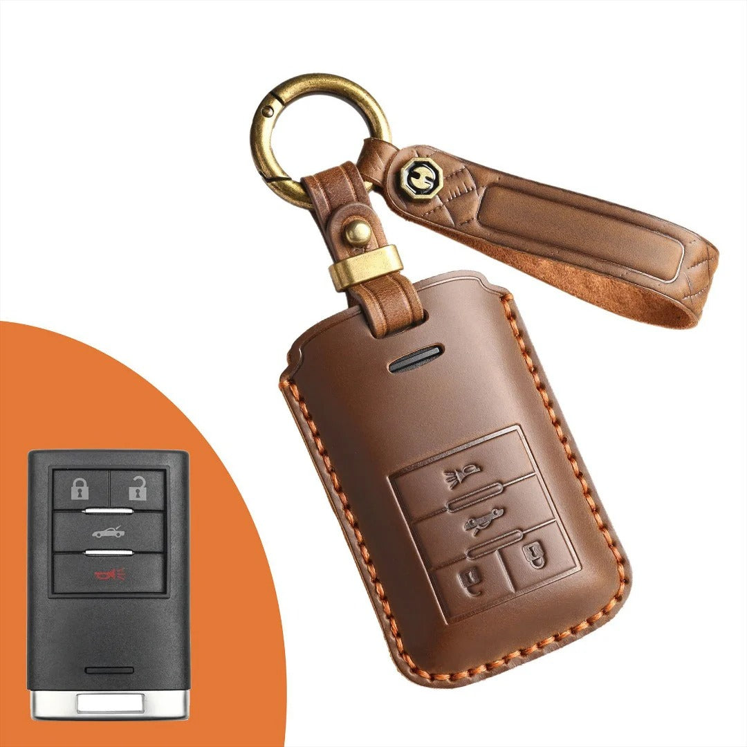 Cadillac Leather Key Cover - Premium Protector for All Models