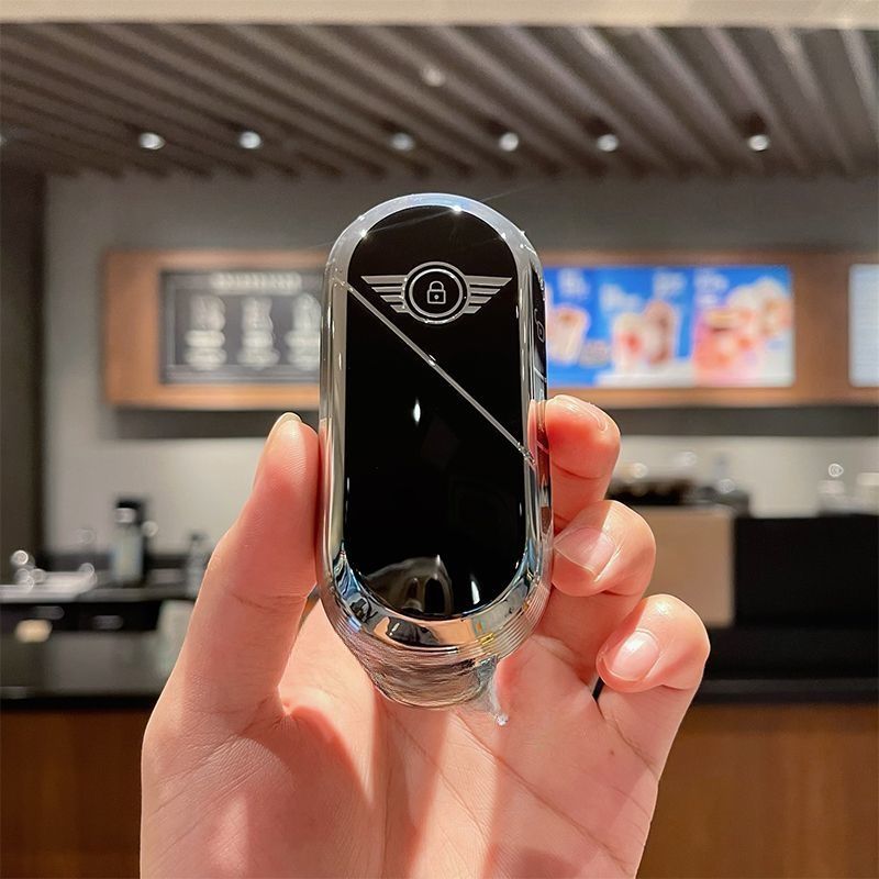 Étui pour clé de voiture BMW Mini, bord argenté