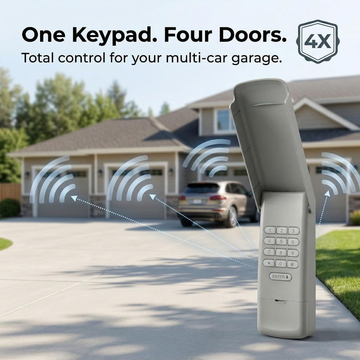One keypad control four doors