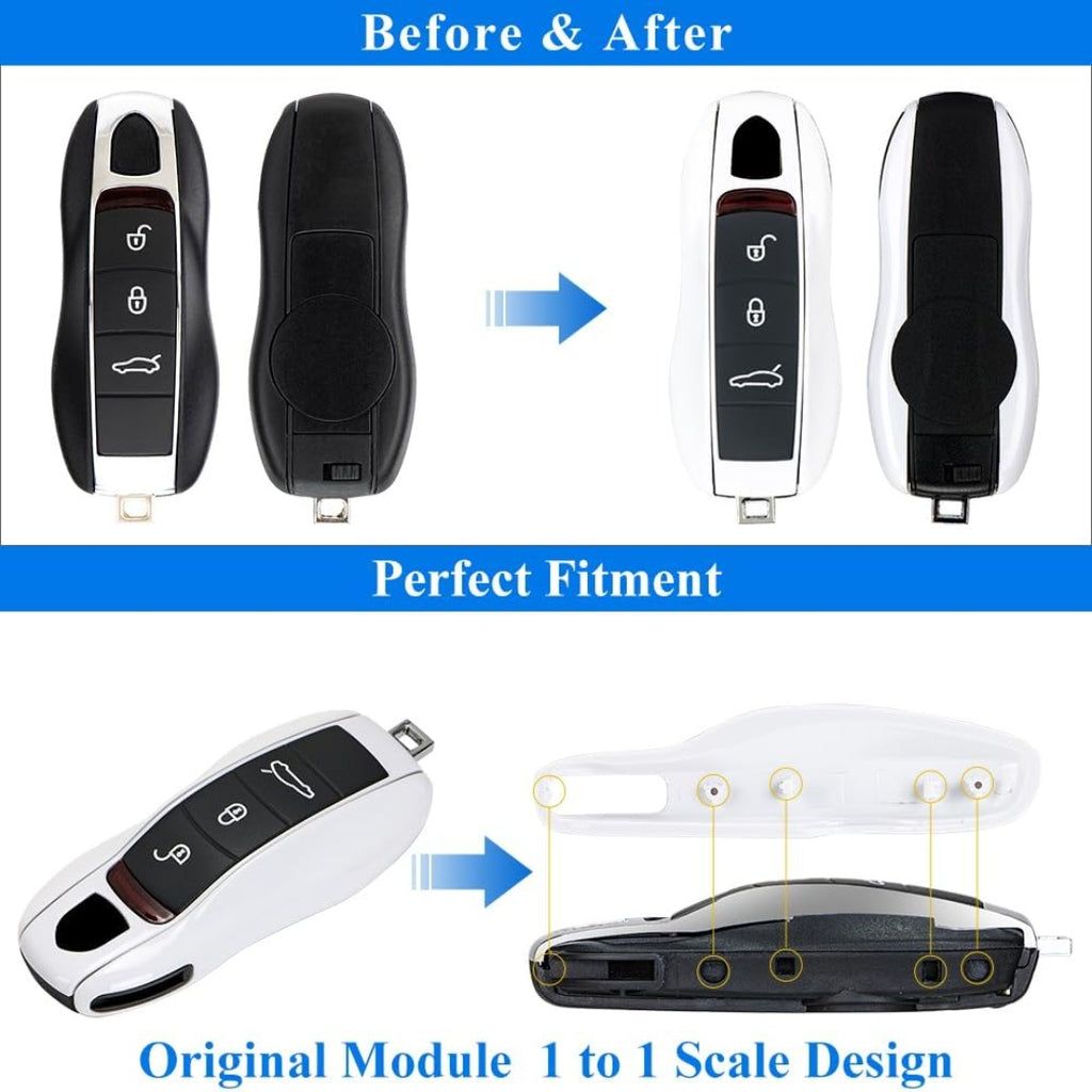 Coque de remplacement pour clé Porsche, 3 pièces, peinte 