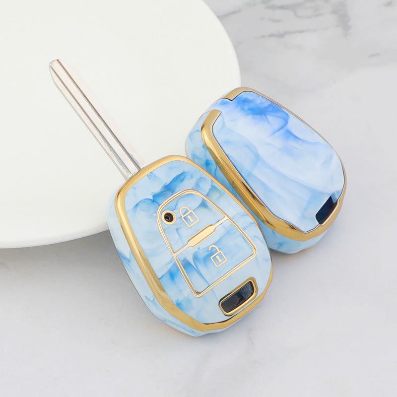 Étui pour clé de voiture Isuzu en or incrusté de jade