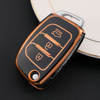 Carsine Hyundai Car Key Case Golden Edge Black / Key case