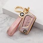 Carsine Toyota Car Key Case Gold Inlaid With Jade Pink / Key case + strap