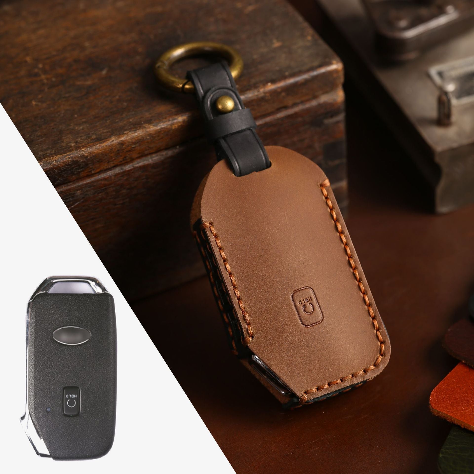 Étui de clé de voiture en cuir pour Kia Sorento