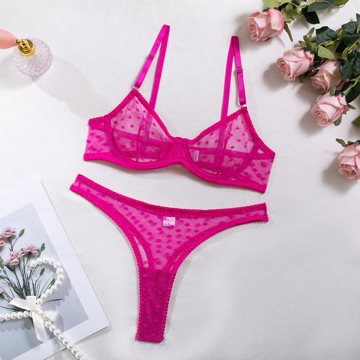 Sexy Dessous-Set mit Polka-Dot-Tanga, 2-teilig