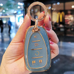 Carsine Chevrolet Car Key Case Golden Edge Grey / Key case + O chain