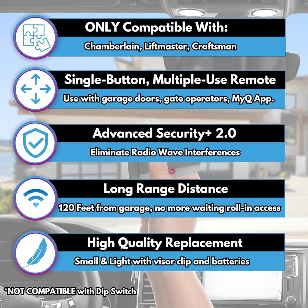 Carsine 891LM 893LM 893Max Chamberlain Craftsman Liftmaster Garage Door Opener Remote Replacement, 1993 to Present Garage Clicker, Universal Garage Door Opener Remote 1 button