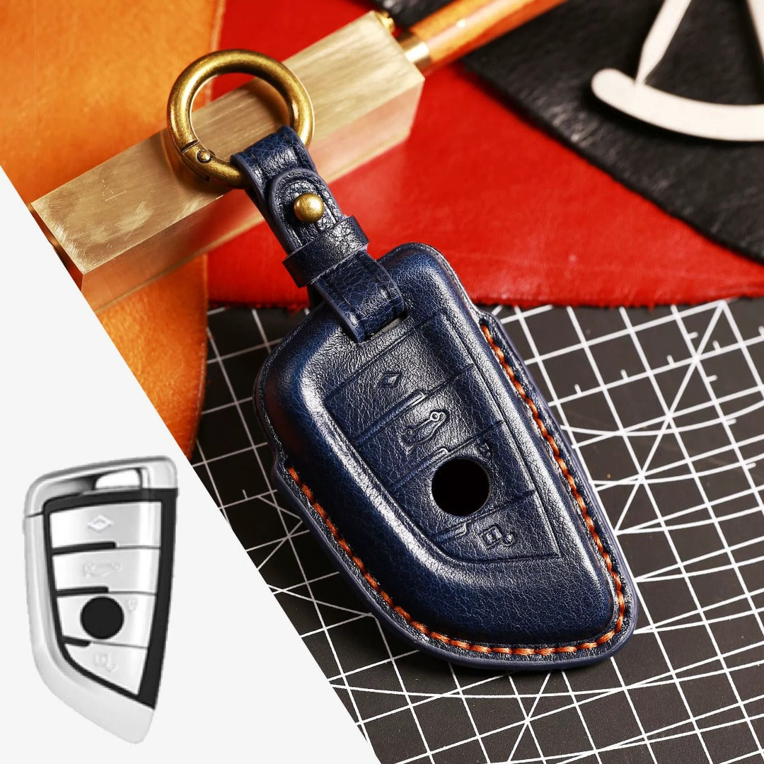 Étui pour clé de voiture BMW en cuir véritable - Ajustement haut de gamme pour tous les modèles BMW
