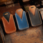 Étui de clé de voiture en cuir Mitsubishi à 3 boutons