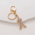 Carsine Rhinestone 26 Letters Car Keychain A