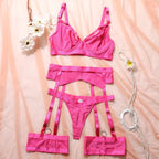 Rose Red sexy women's underwear garter straps G string Thong
