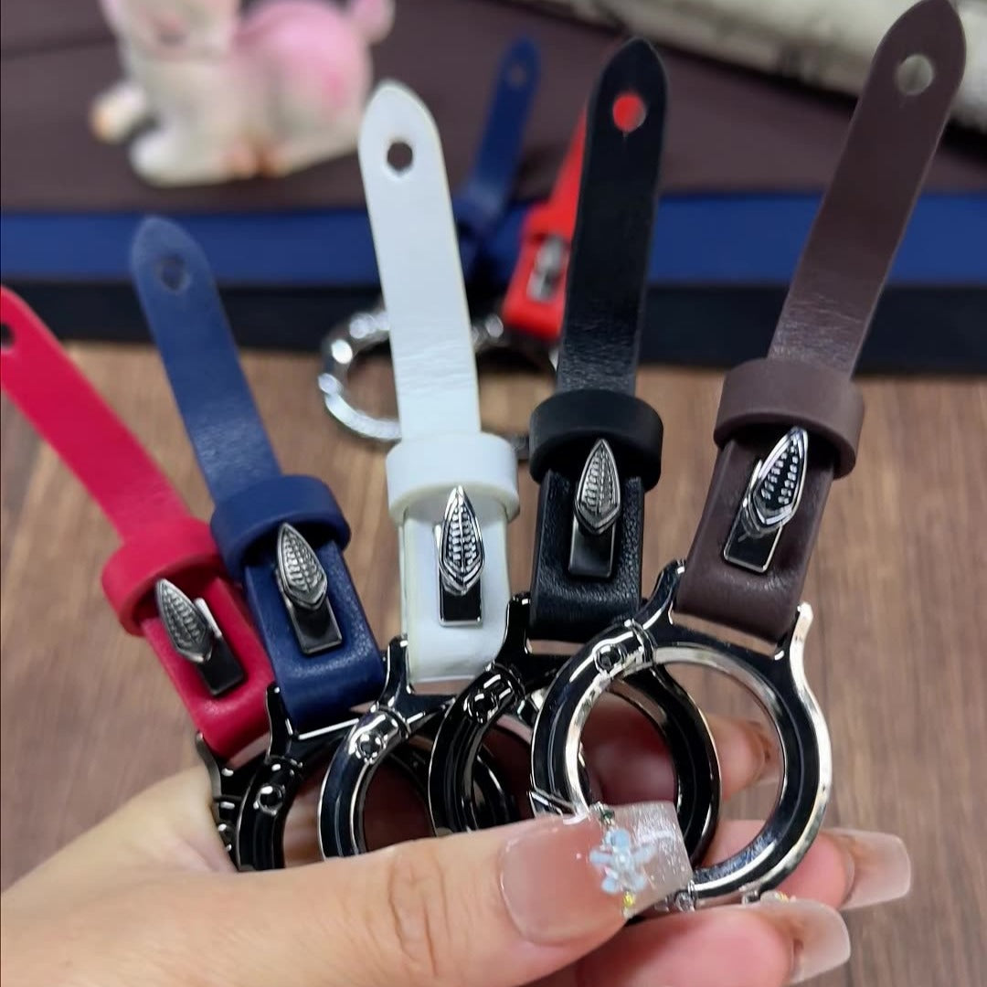 Porte-clés en cuir de vachette pleine fleur et alliage de zinc