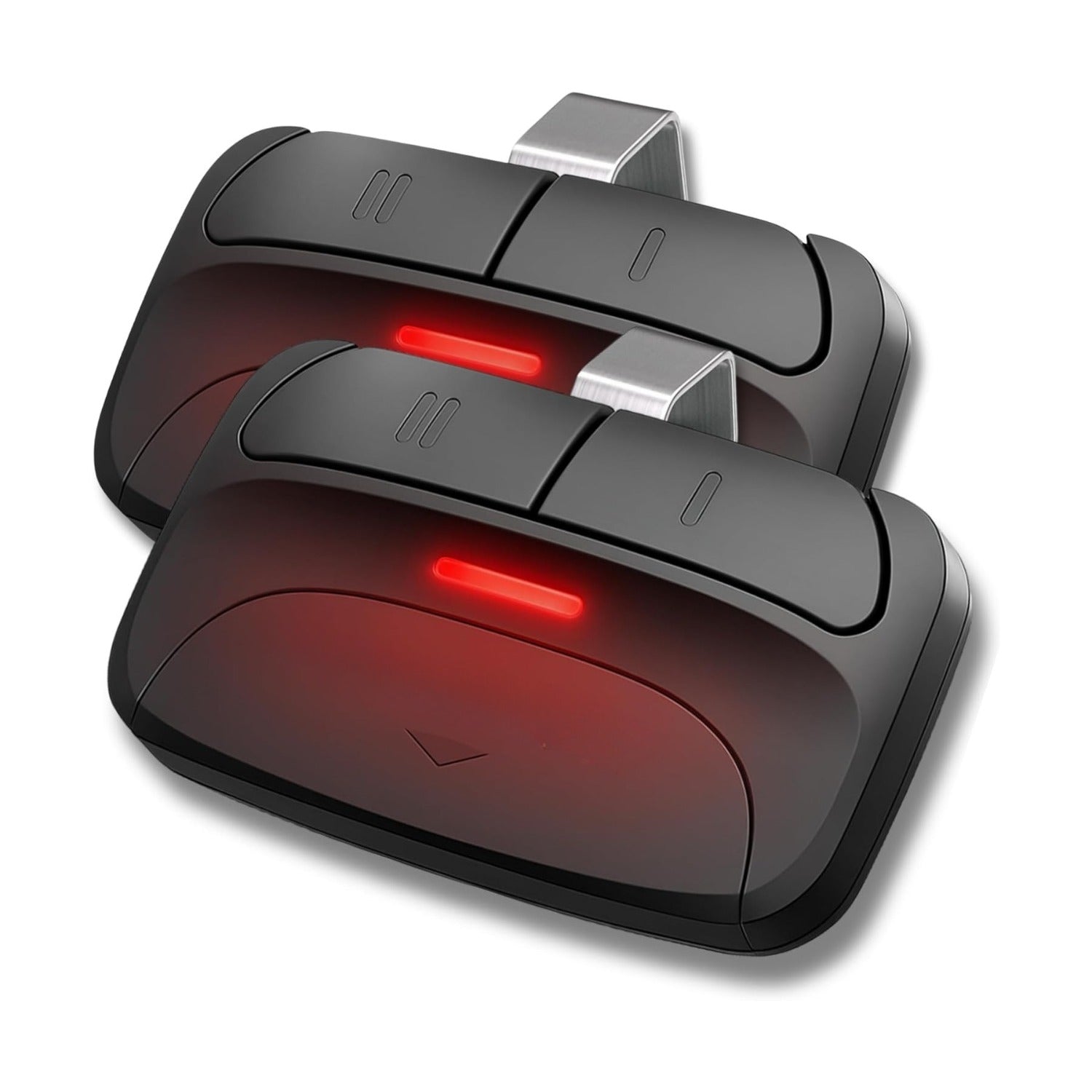 Carsine Universal Garage Remotes for LiftMaster, Chamberlain, Genie, Linear | Replaces Clicker KLIK1U, 375UT, 375LM | Operates 2 Doors or Gates, Dip Switch & Learn Button Ready Black / 2 PCS