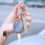 Carsine Honda Car Key Case Golden Edge 2 Buttons / Grey / Key case + O chain