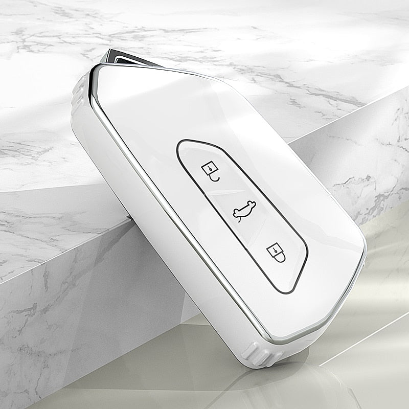 Carsine Volkswagen Car Key Case Silver Edge White / Key case